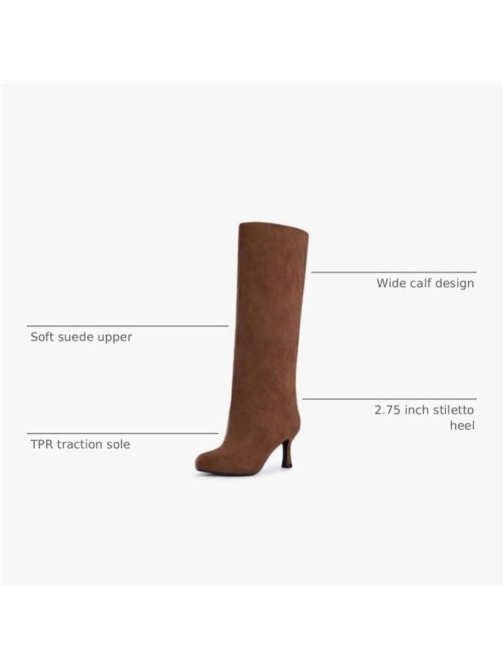 Athlefit Brown Suede Knee High Boots Women's Size 7.5 Wide Calf - Picture 4 of 11